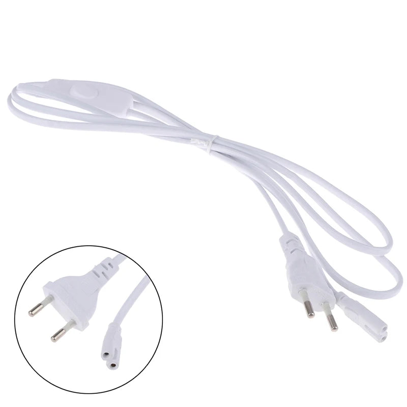 1.8m EU Plug Power Cord with Switch for T5 T8 LED Tubes
