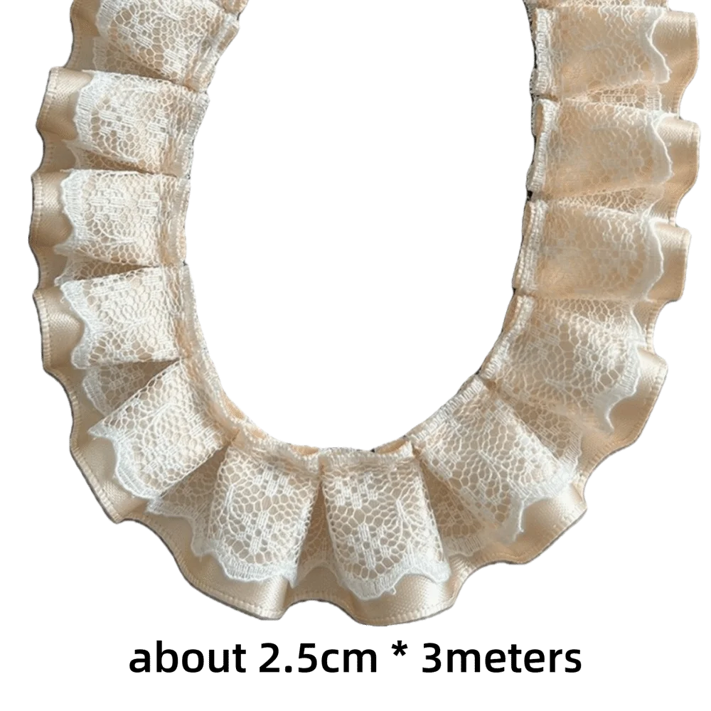 3m Pleated Ruffle Lace Ribbon Trim – Polyester Sewing Trim