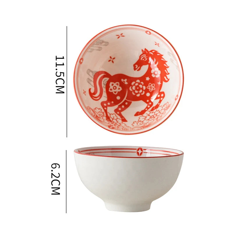 Year of the Horse Ceramic Bowl & Chopsticks Gift Set