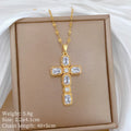 Women's Gold Cross Pendant Choker Necklace – Stainless Steel Cross Pendant Necklace Nixie XL2606-624