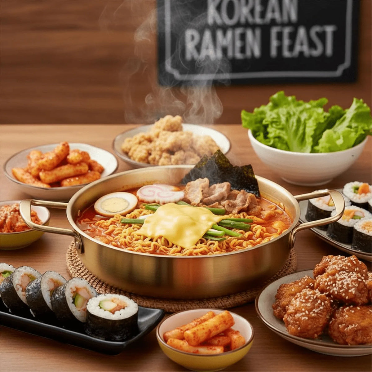 3-Piece Gold Korean Ramen Pot Set | Stainless Steel Cooking Pots Cookware Pot Set Nixie