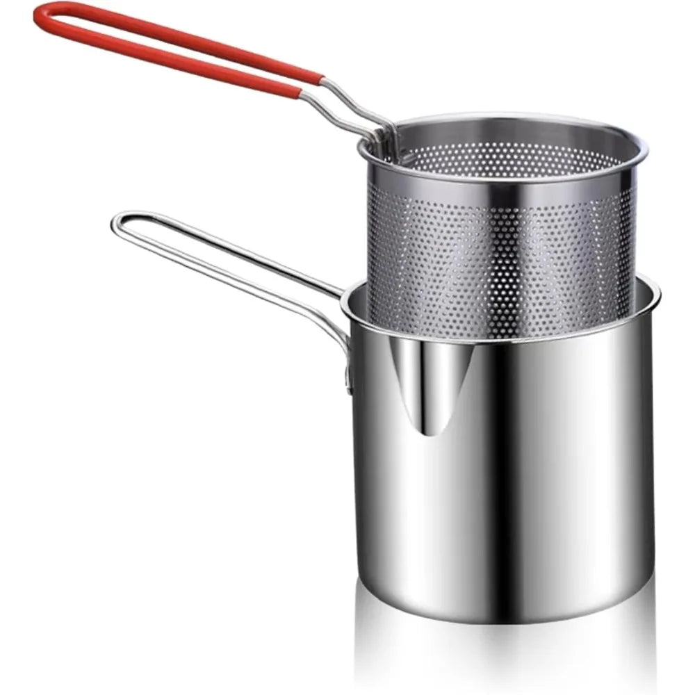 Mini Deep Fryer Pot with Basket – 304 Stainless Steel Deep Fryer Pot Nixie