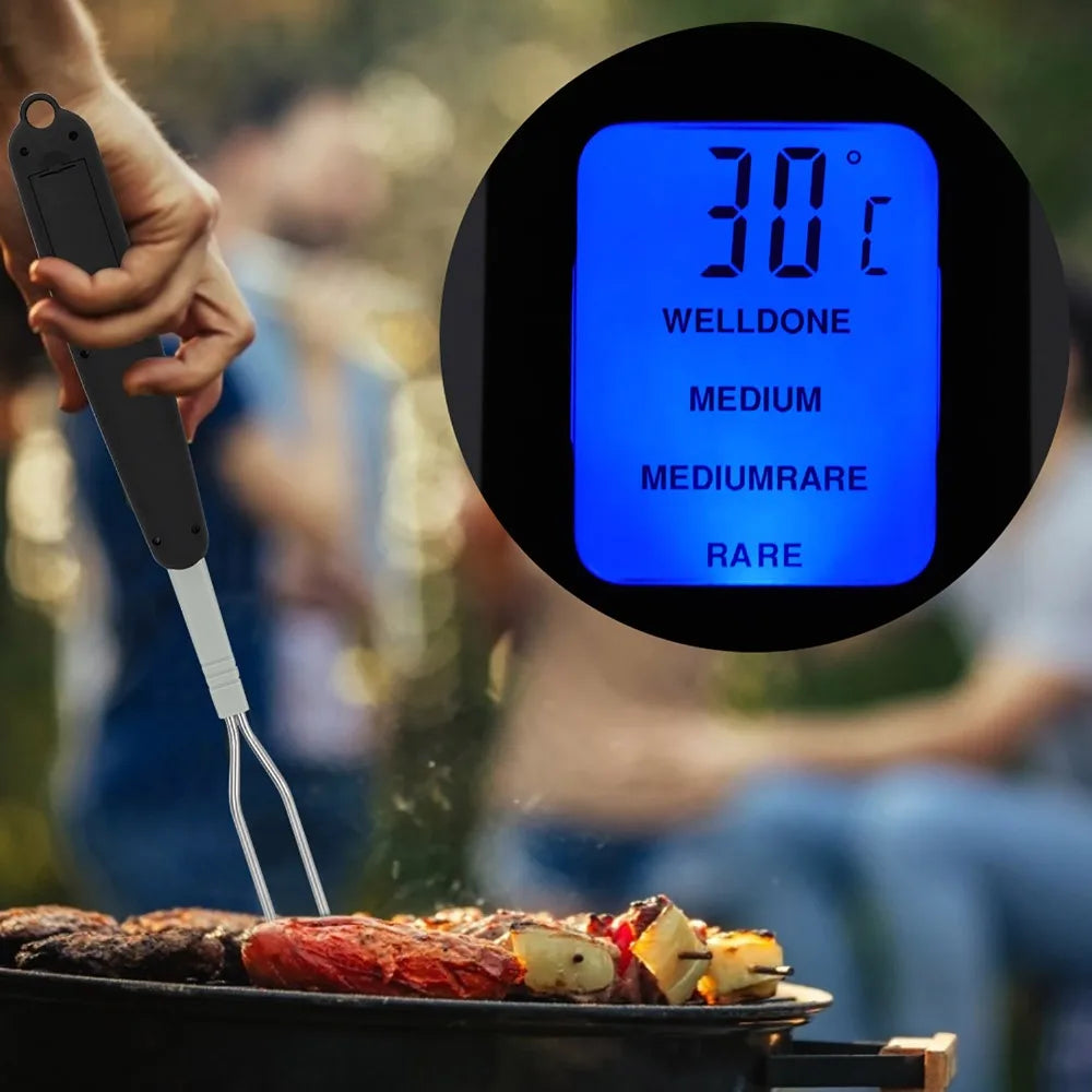 Digital BBQ Thermometer Fork – Instant Read LED Grill Thermometer