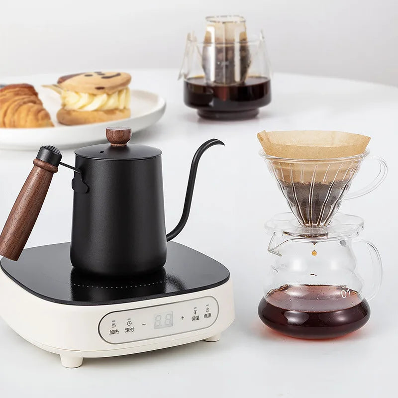 304 Stainless Steel Gooseneck Pour-Over Coffee Kettle | Wooden Handle Pour-Over Coffee Kettle Nixie
