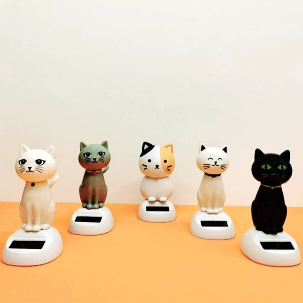 Solar Powered Waving Cat Ornament – Resin Car Dashboard Decor