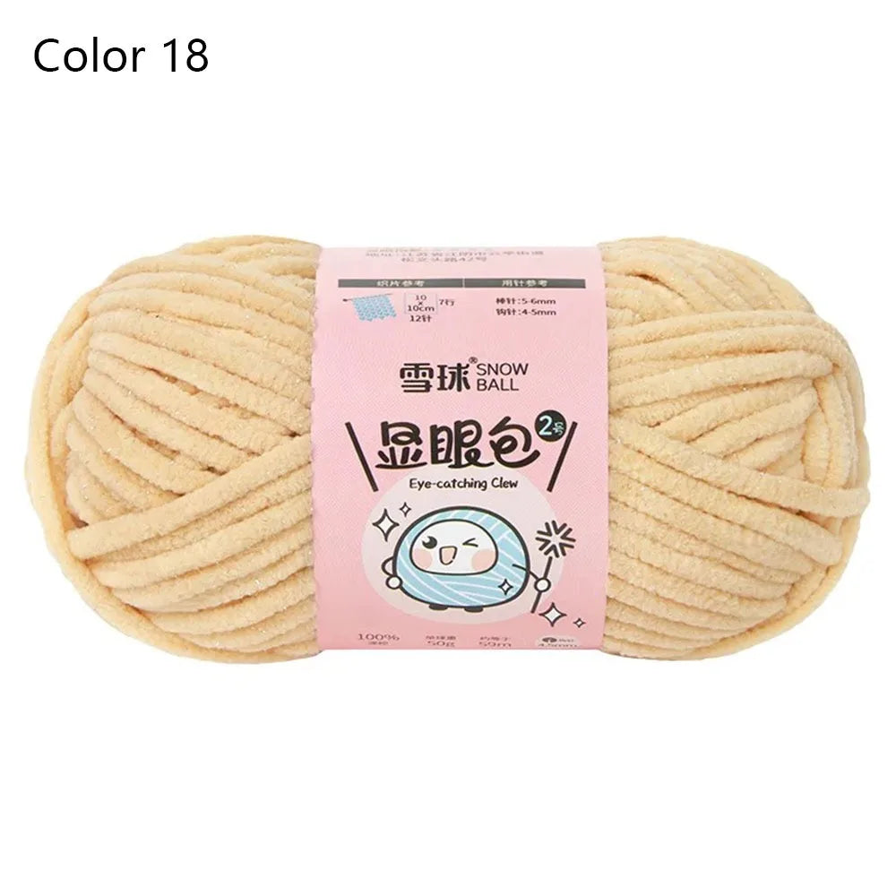 Soft Chenille Yarn 50g 59M 4.5mm – Shiny Chunky Knitting Yarn