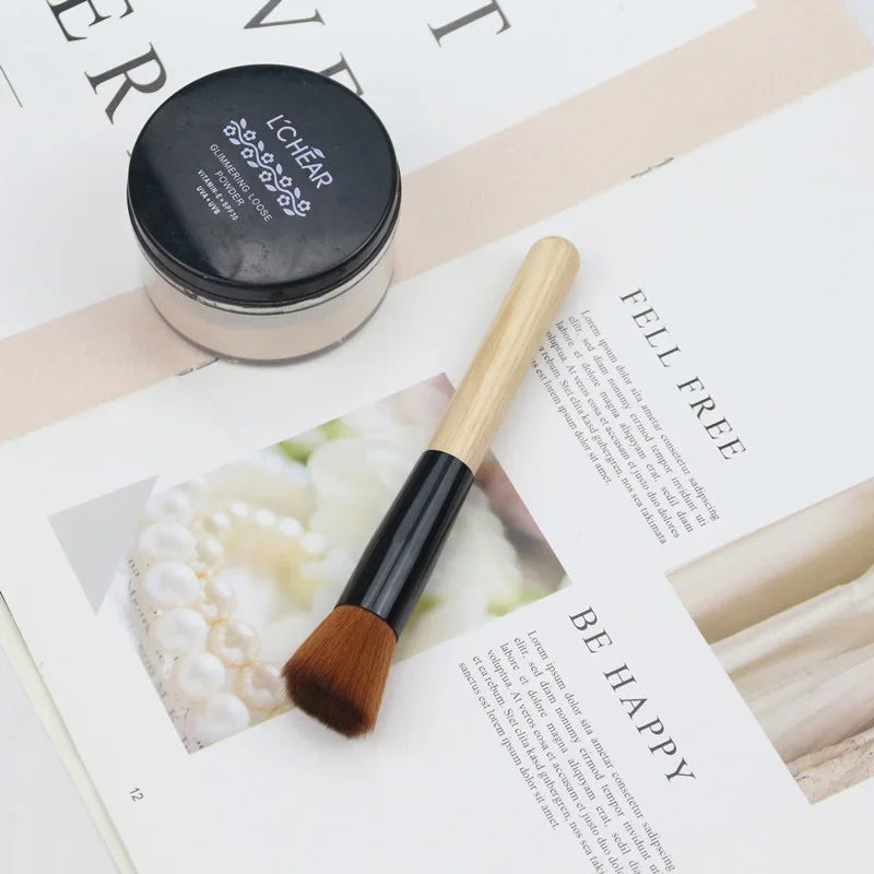 Oblique Head Foundation Powder Makeup Brush – Wood Handle
