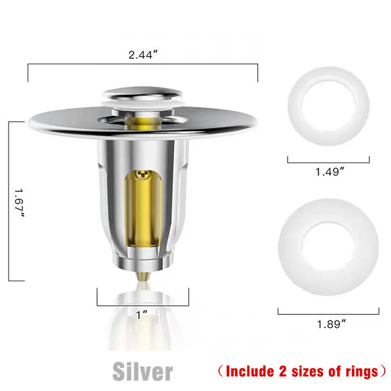 Universal Brass Pop-Up Drain Stopper & Hair Catcher Sink Drain Stopper Strainer Nixie Style-C-Silver