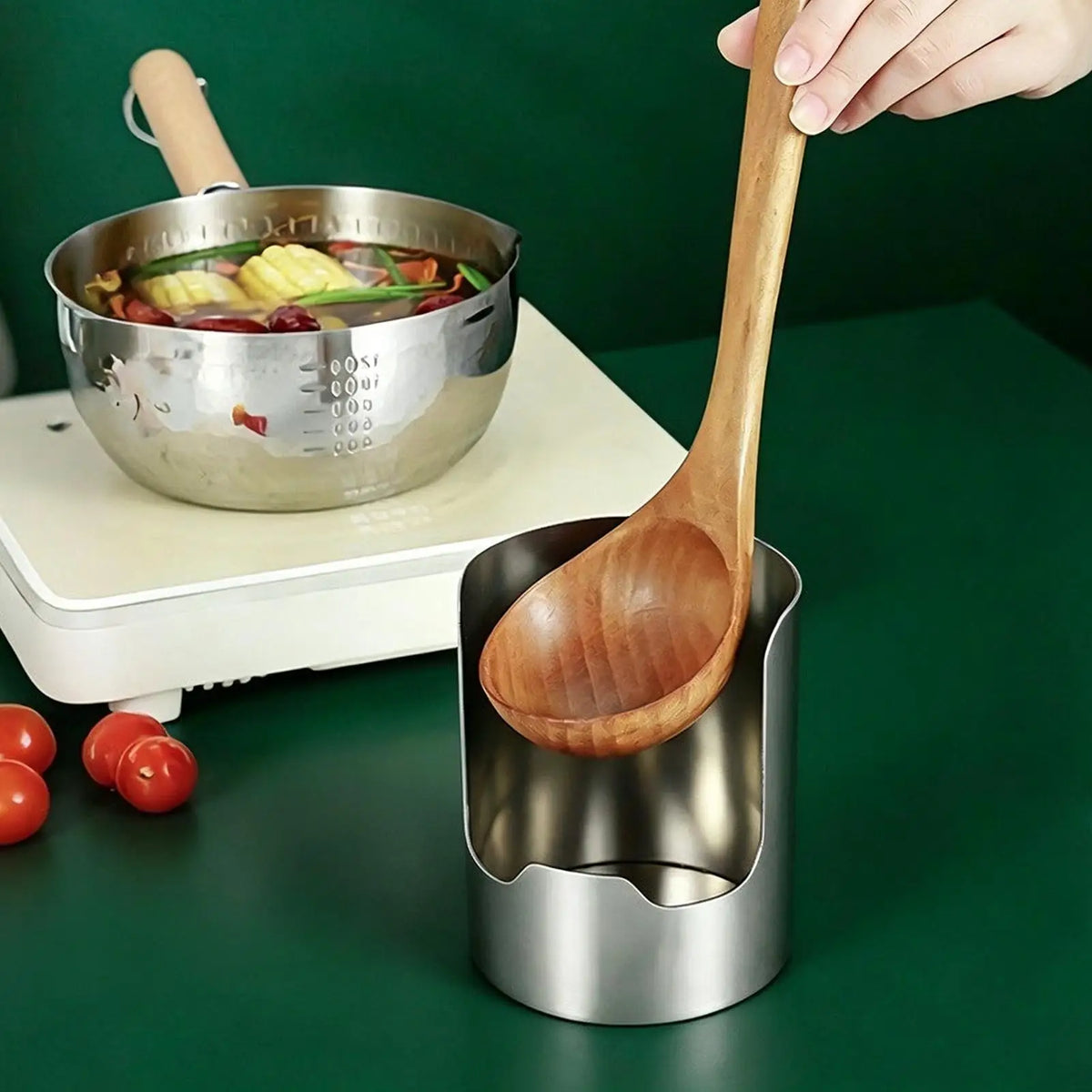Stainless Steel Spoon Rest & Pot Lid Holder Kitchen Rack