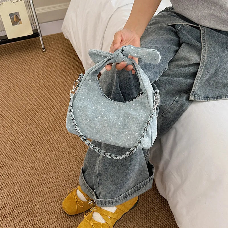 Women's Denim Crossbody Bag – Trendy Underarm Shoulder Handbag Denim Shoulder Bag Nixie