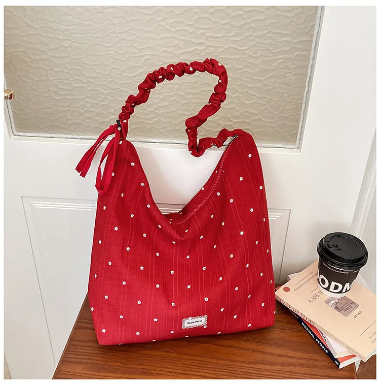 Women's Chiffon Polka Dot Crossbody Bag | Korean Style Tote Crossbody Shoulder Bag Nixie red
