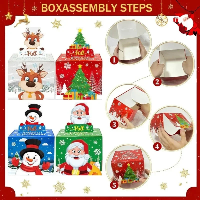 Christmas Santa Money Box Gift Dispenser with 50 Bags Holiday Gift Box Nixie