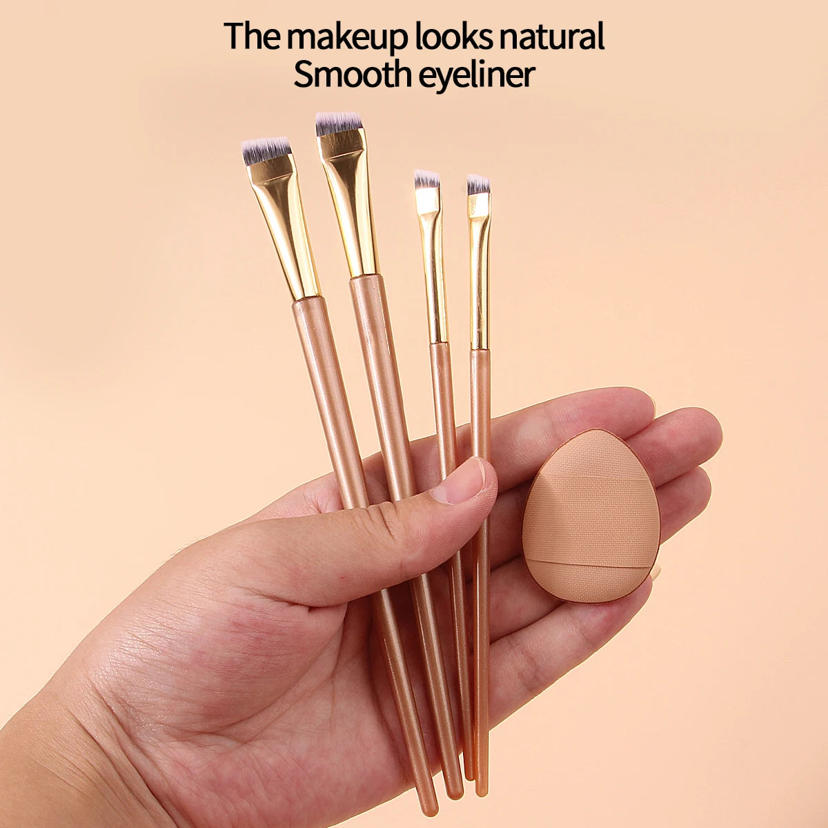 Nixie 5-Pc Makeup Brush Set – Eyeliner, Eyebrow & Puff Makeup Brush Set Nixie
