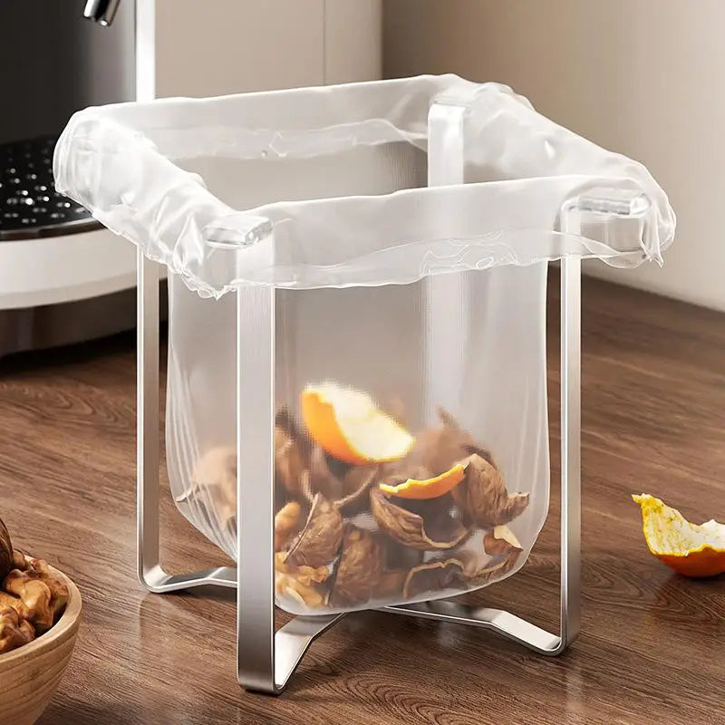 Foldable Stainless Steel Trash Bag Holder – Kitchen & Garage Trash Bag Holder Nixie