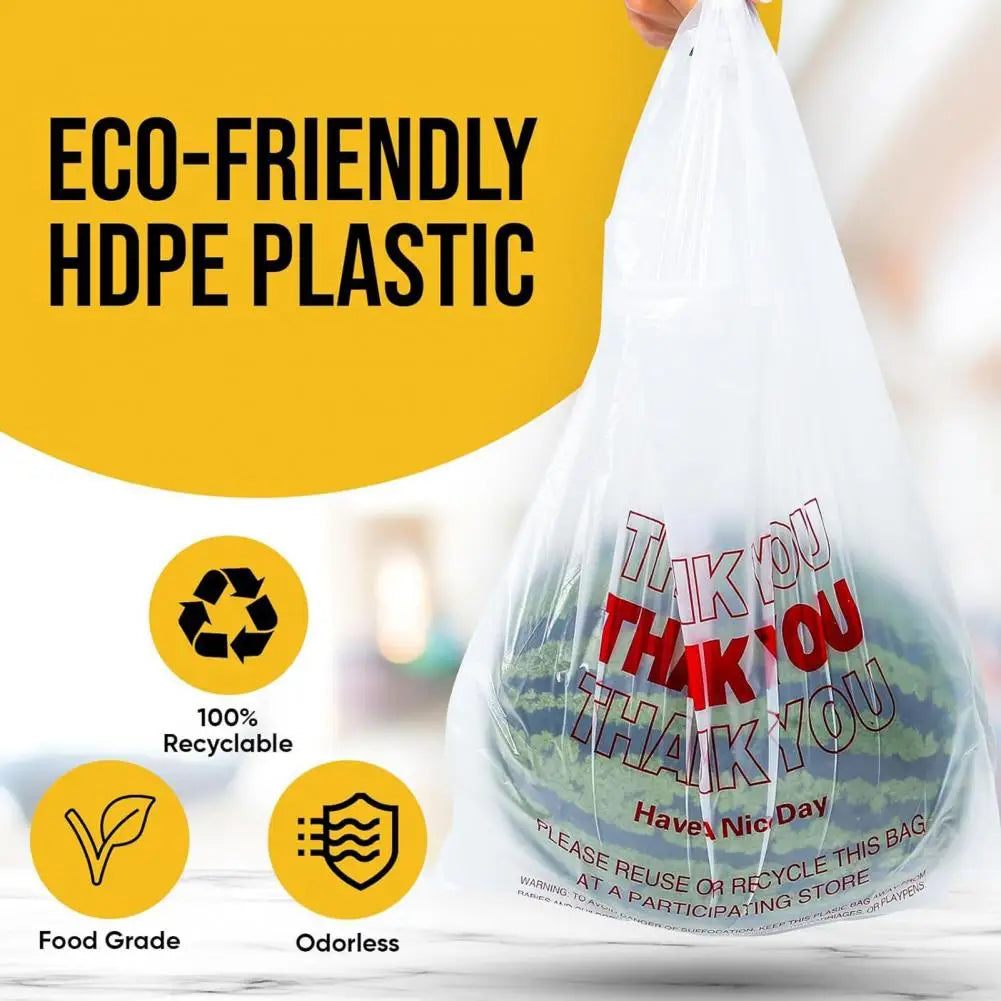 50Pcs Heavy Duty Plastic Grocery Bags with Handles – Thank You Plastic Shopping Bags Nixie