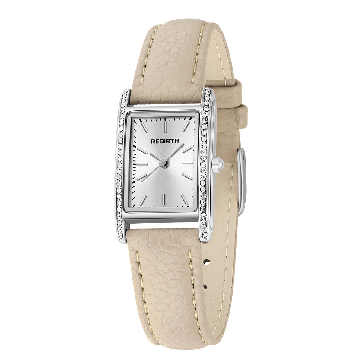 REBIRTH Women's Slim Square Dial Quartz Watch – Leather Strap Women's Quartz Watch Nixie