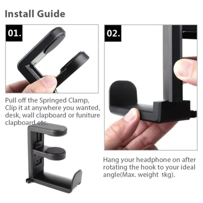 360° Rotating Headphone Stand Desk Clamp Hanger Headphone Stand Nixie