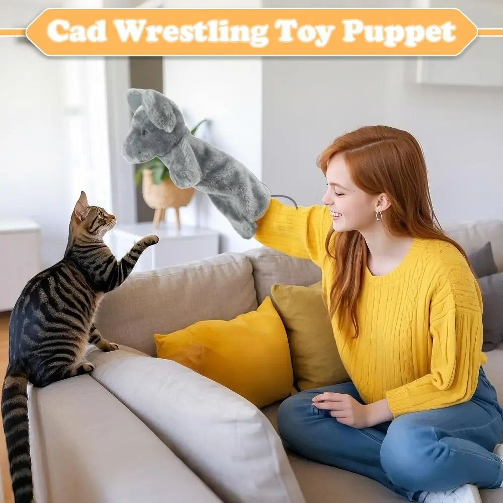 Cat Wrestling Glove Puppet 38cm Plush Interactive Cat Toy