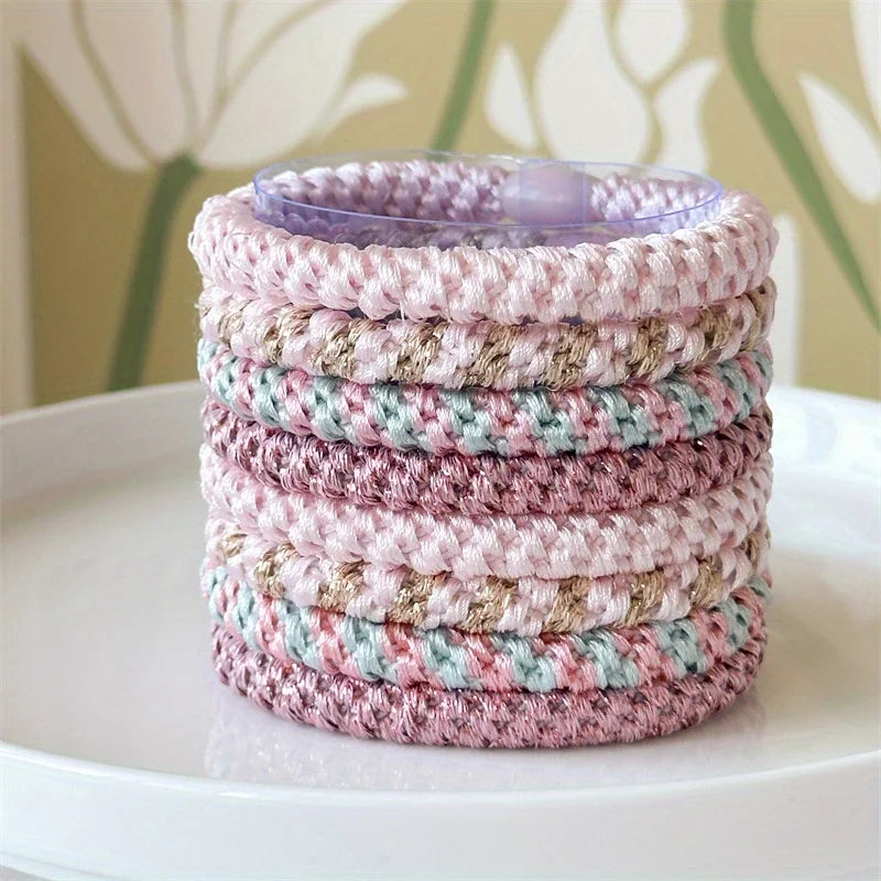 8-Pack Colorful Elastic Hair Ties for Ponytails & Hairstyles