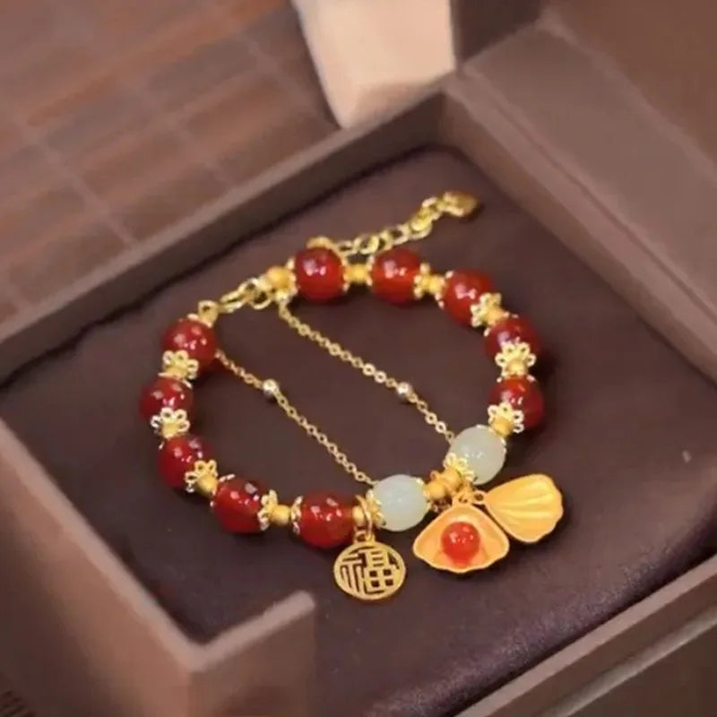 Vintage Imitation Hetian Jade Beaded Bracelet | Women's Gift