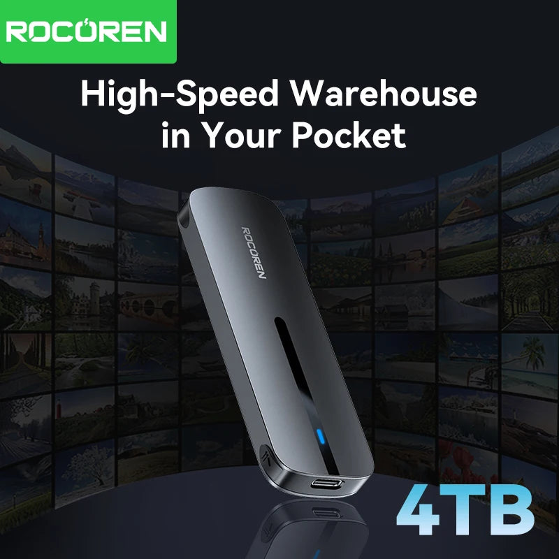 Rocoren M.2 NVMe SSD Enclosure 10Gbps USB 3.1 Gen2 USB-C SSD Enclosure Nixie