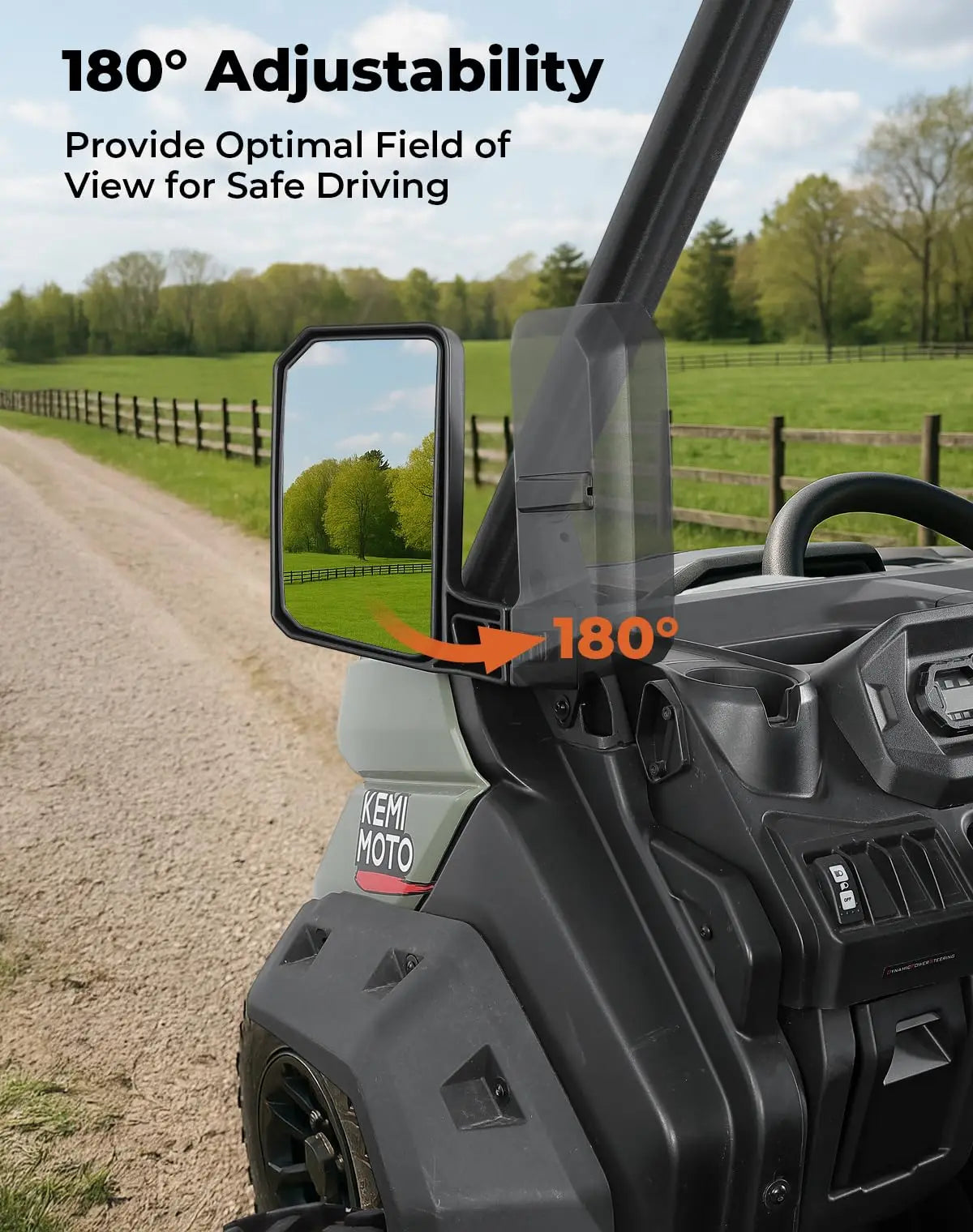 Wide Side Mirrors for Can-Am Defender HD5–HD11 2016-2026 | Foldable UTV Side Mirrors Nixie