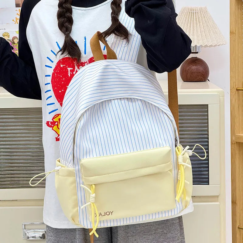Korean Striped Polka Dot Nylon Backpack for Women | Nixie Women's Backpack Nixie