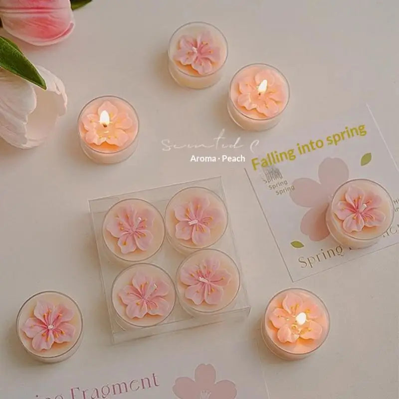 Handmade Peach Blossom Soy Wax Tea Candle – Scented Aromatherapy Scented Tea Candle Nixie