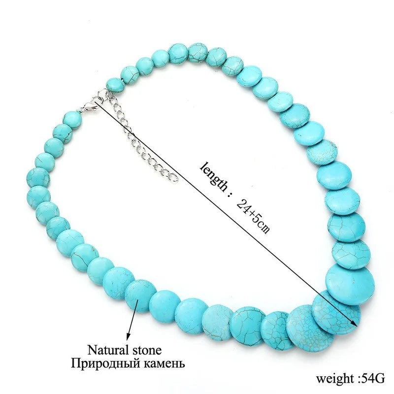 Women's Turquoise Beaded Necklace – Classic Gemstone Jewelry