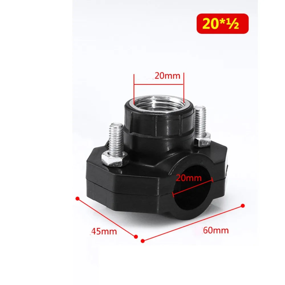 Leak-Proof PE Water Pipe Connector Female Thread Clamp Pipe Connector Clamp Nixie 20-1-2