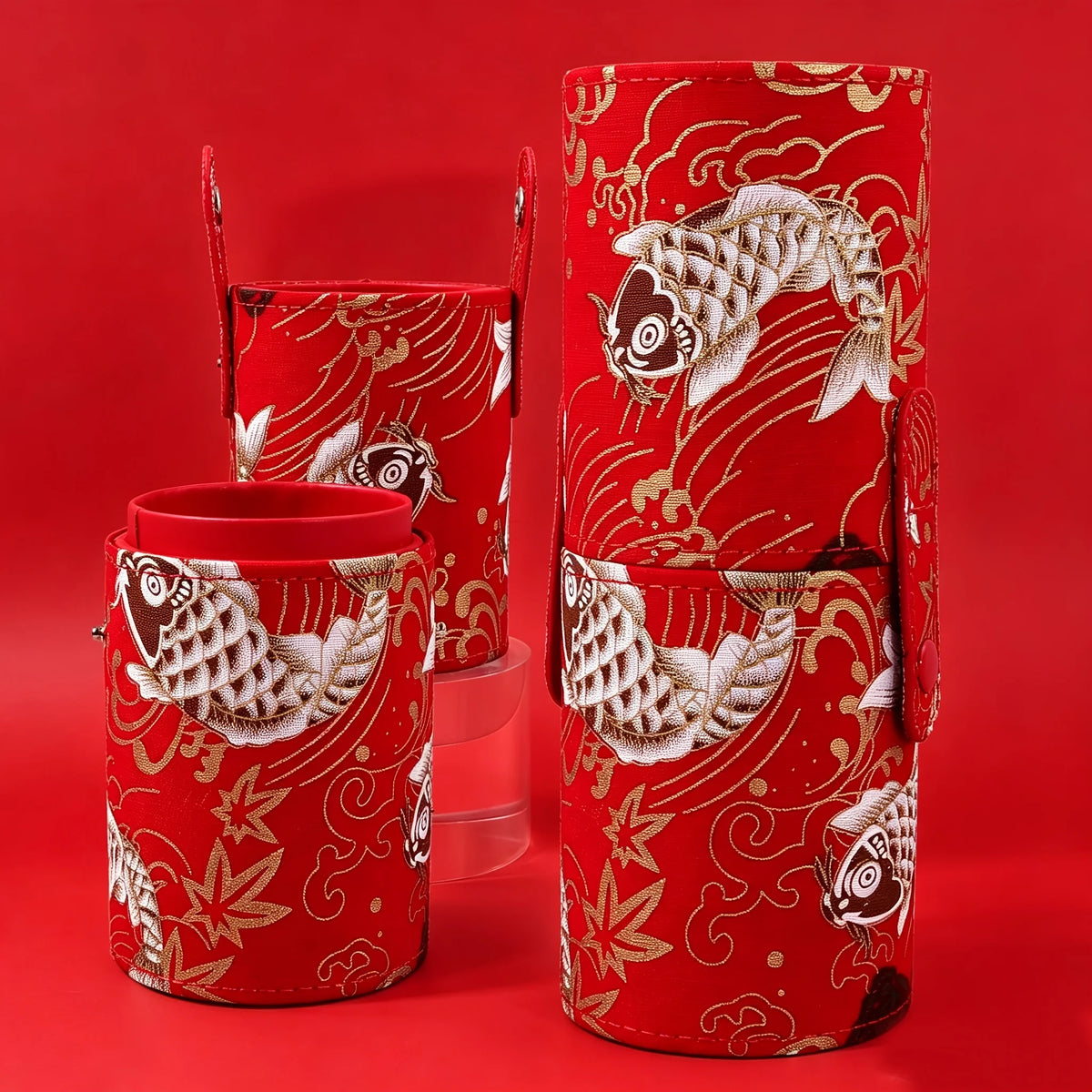 Koi Print Makeup Brush Holder – Portable Cylinder Organizer Makeup Brush Holder Nixie