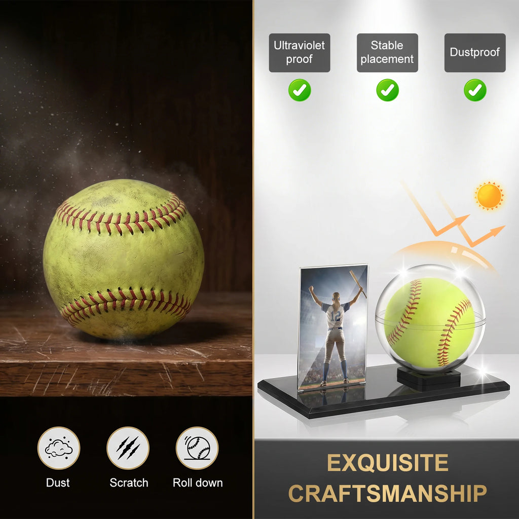 Clear Acrylic Softball Display Case with Custom Label Slot Sports Display Case Nixie