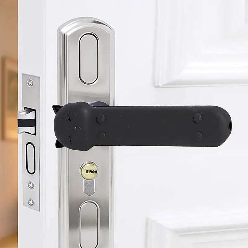 Cartoon Cat Silicone Door Knob Cover – Anti-Slip Safety Protector Door Knob Cover Nixie Black