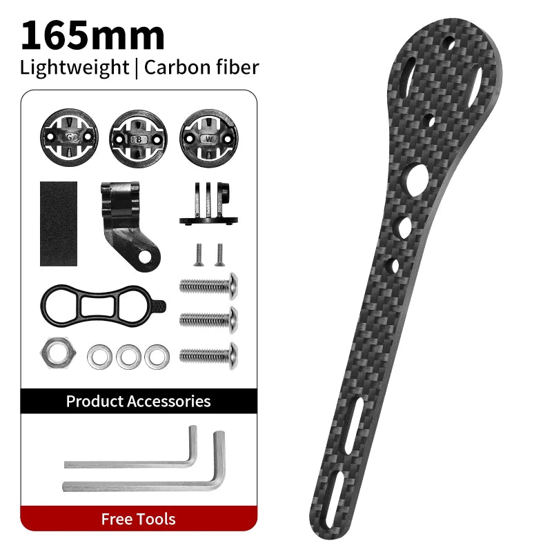 BUCKLOS Carbon Fiber Bike Computer Mount GPS Bracket Bike Computer Mount Nixie 165mm