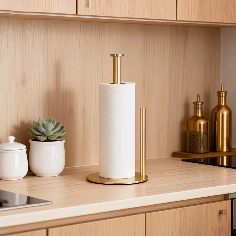 Stainless Steel Paper Towel Holder with Weighted Base Paper Towel Holder Nixie Gold