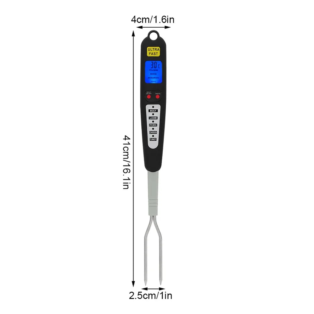 Digital BBQ Thermometer Fork – Instant Read LED Grill Thermometer