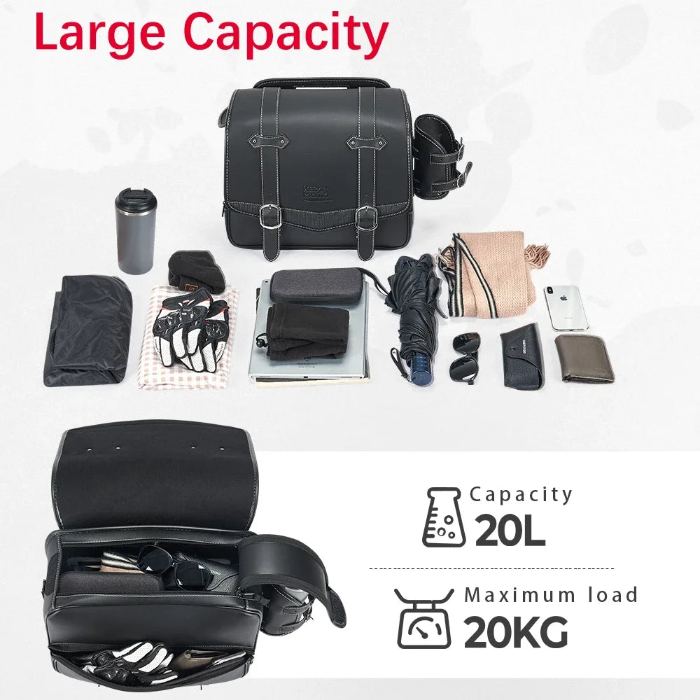 KEMIMOTO 20L Waterproof PU Leather Motorcycle Saddlebags Motorcycle Saddlebags Nixie