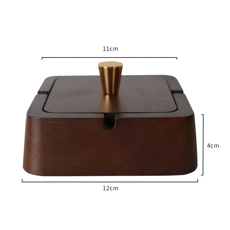 Natural Wood Ashtray with Lid – Iron Core, Square & Circle Wood Ashtray Nixie A2