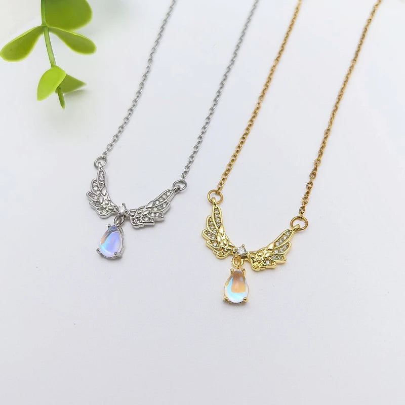 Women's Stainless Steel Clavicle Pendant Necklace | CZ Gem Pendant Necklace Nixie