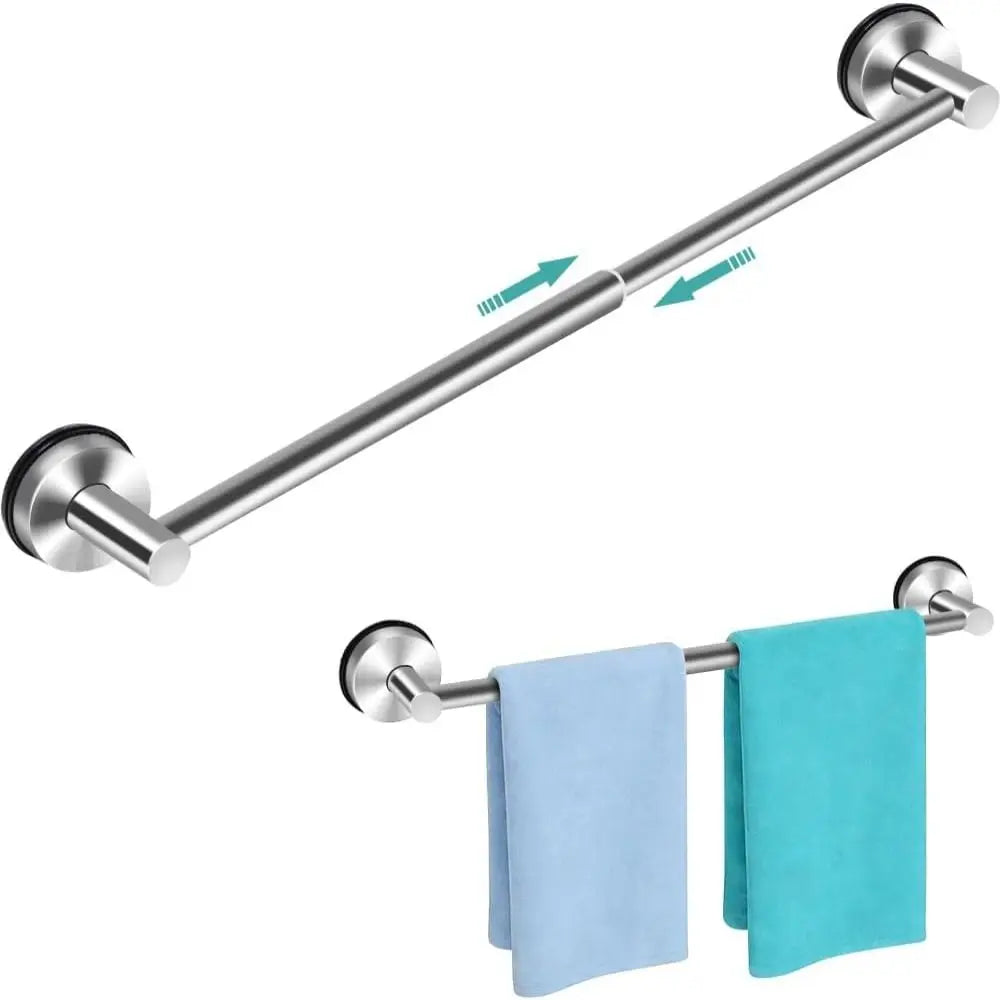 Adjustable Suction Cup Towel Bar – No-Drill Stainless Steel Rack Towel Bar Rack Nixie
