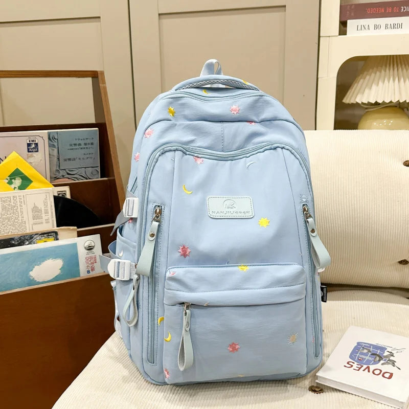 Embroidered Large Capacity Nylon School Backpack School Backpack Nixie