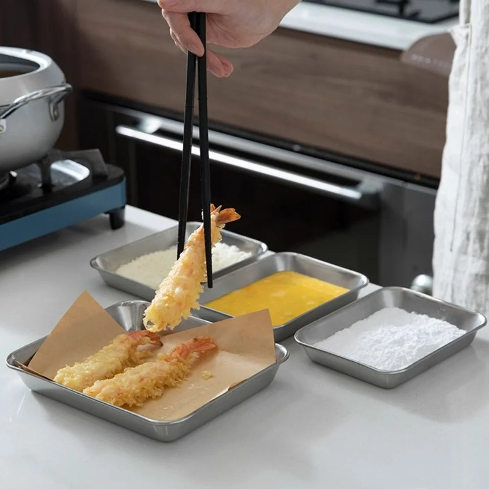 Stainless Steel Breading Pan Set – Food Prep & Marinating Trays