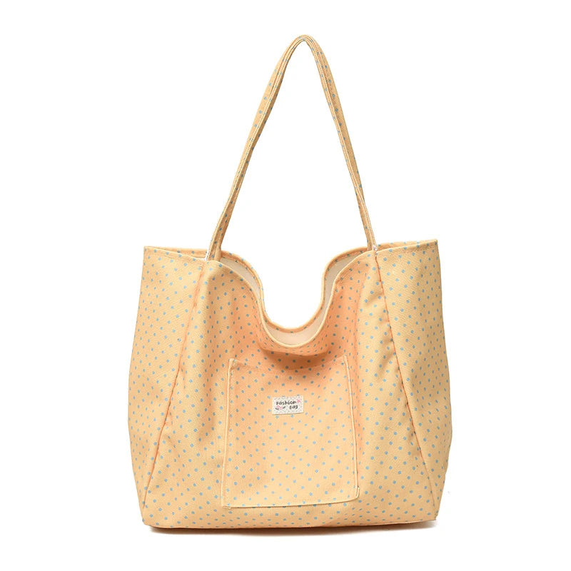 Large Canvas Tote Bag Women Polka Dot Korean Shoulder Bag Canvas Tote Bag Nixie