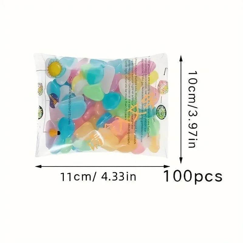 100pcs Glow in the Dark Pebbles for Garden & Flower Pot Decor Decorative Garden Pebbles Nixie