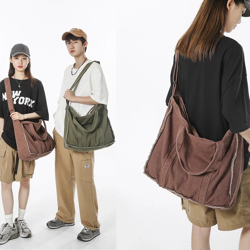 Large Canvas Hobo Bag – Unisex Crossbody & Shoulder Tote Canvas Shoulder Bag Nixie