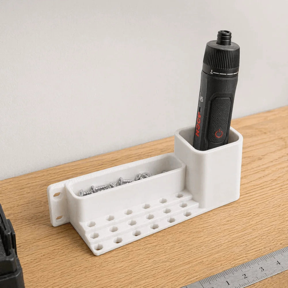 Dual Compartment Tool Storage Box & Hex Bit Organizer