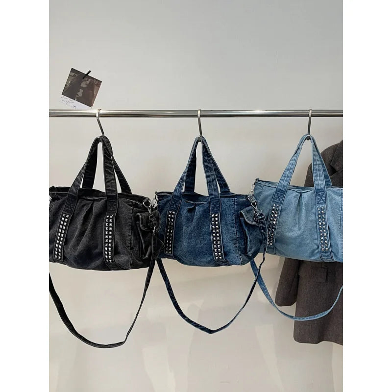 Nixie Denim Vintage Travel Bag – Large Crossbody Handbag Crossbody Travel Bag Nixie