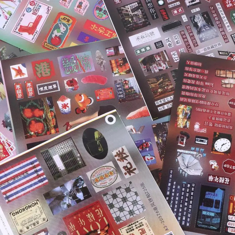 Retro Hong Kong PVC Stickers – Y2K Dreamcore Weirdcore 6/12/18 Decorative Sticker Sheets Nixie