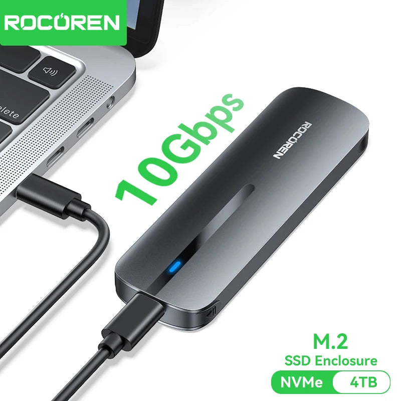 Rocoren M.2 NVMe SSD Enclosure 10Gbps USB 3.1 Gen2 USB-C SSD Enclosure Nixie