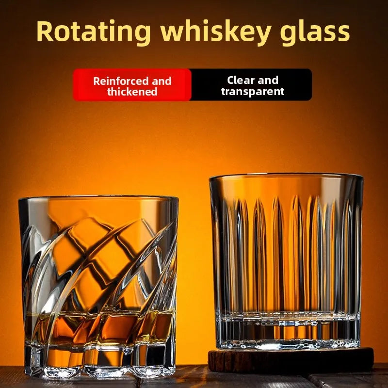 Rotating Spiral Crystal Whiskey Glass Tumbler 300ml | Nixie Crystal Whiskey Glass Nixie
